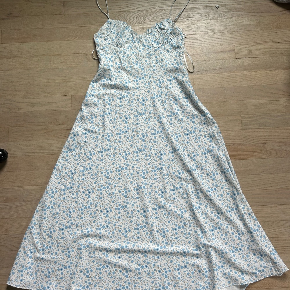 Princess Polly Blue and White Spaghetti Strap Maxi Sundress